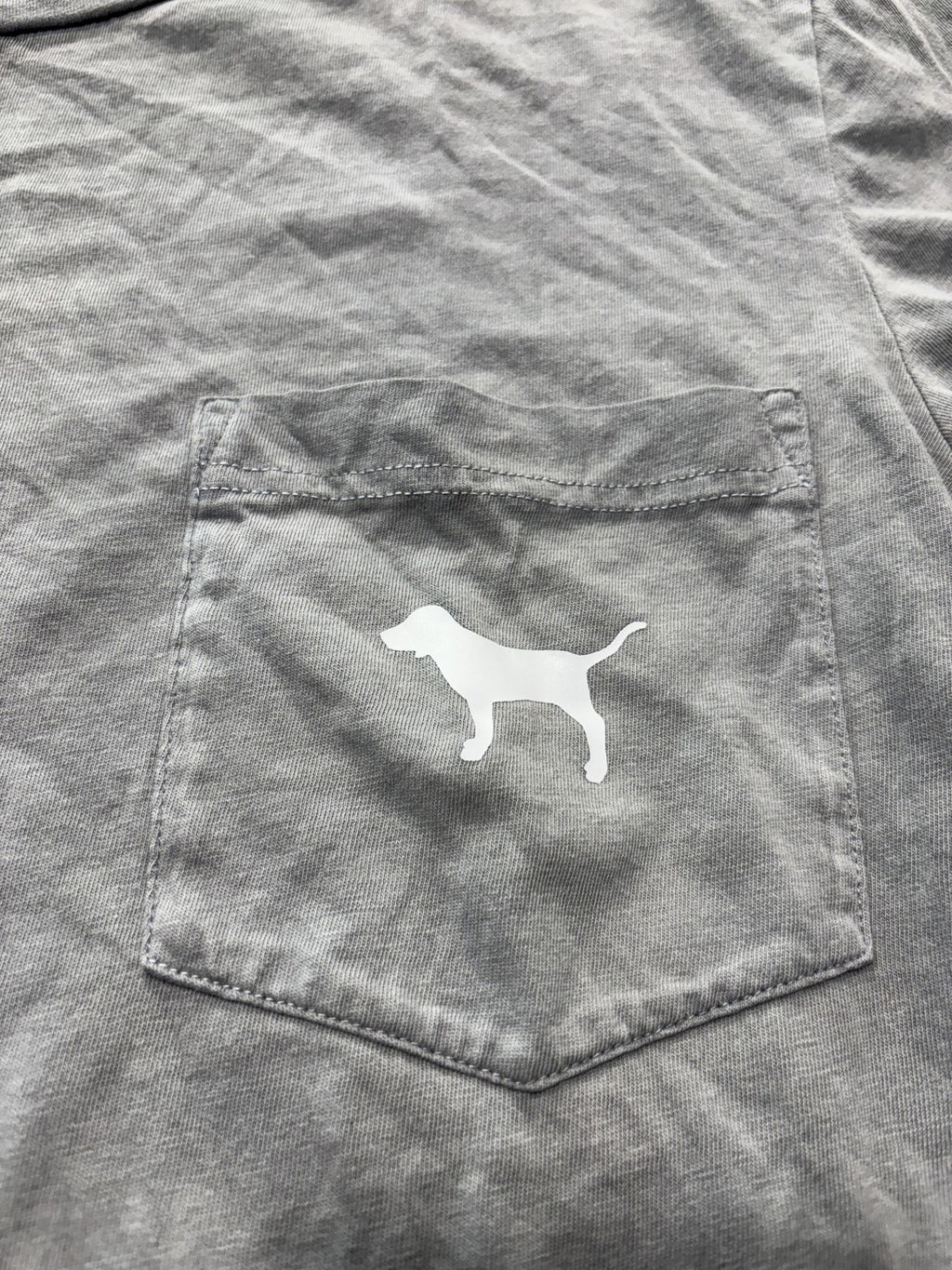 PINK Victoria's Secret Shirt Womens S Gray Pocket Dog Logo Tee Summer Casual