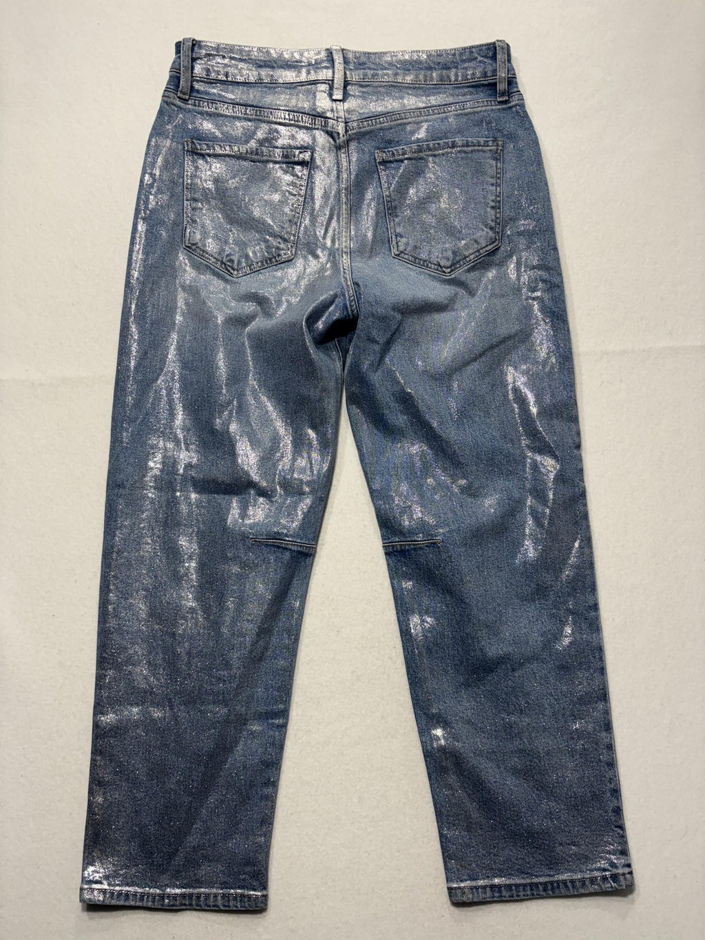 KUT From The Kloth Ashley Slouchy Barrel Jeans Womens 8 Silver High Rise Crop