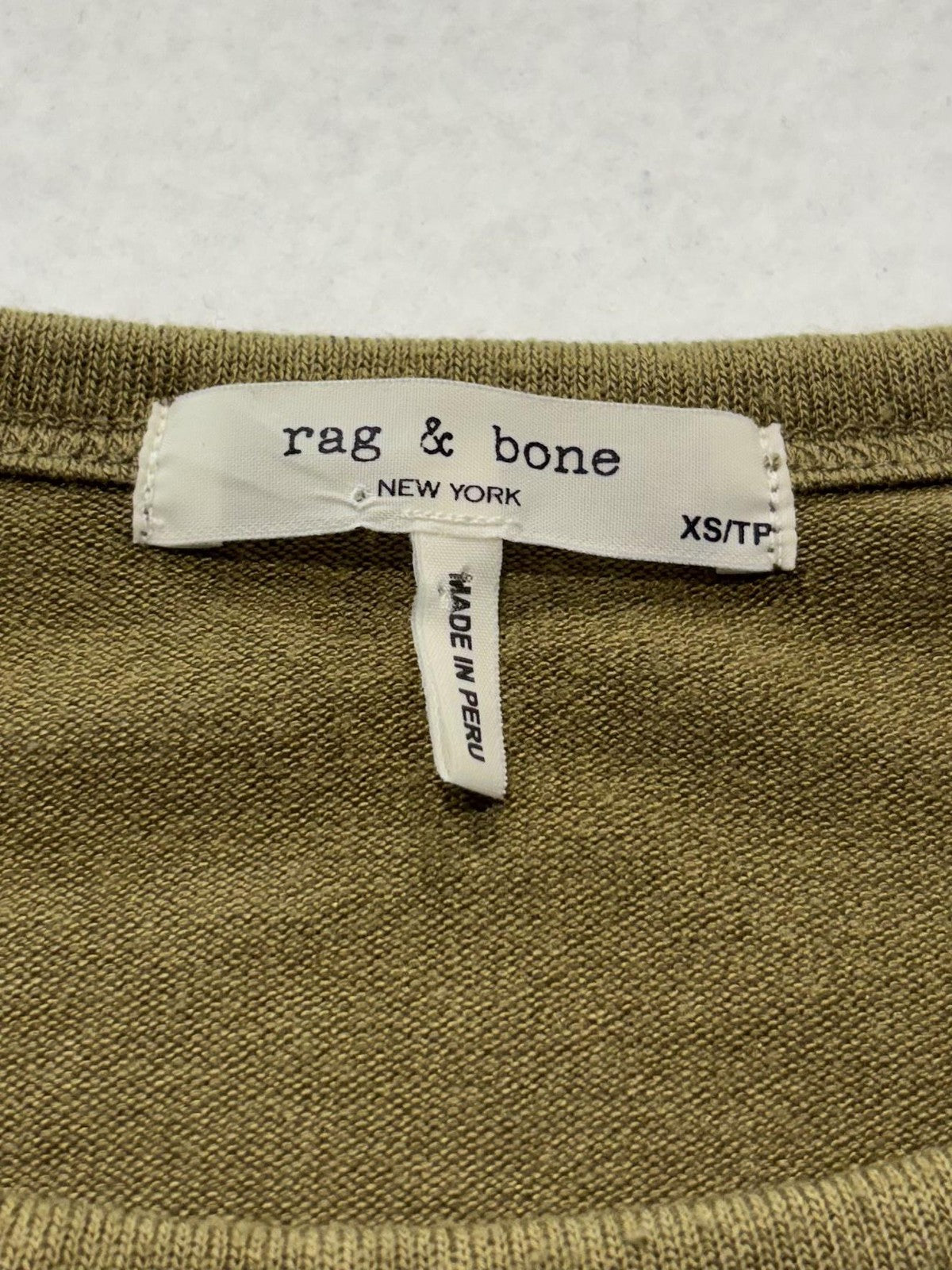 Rag & Bone Shirt Womens XS Green Crew Neck Long Sleeve Jersey Basic Tee