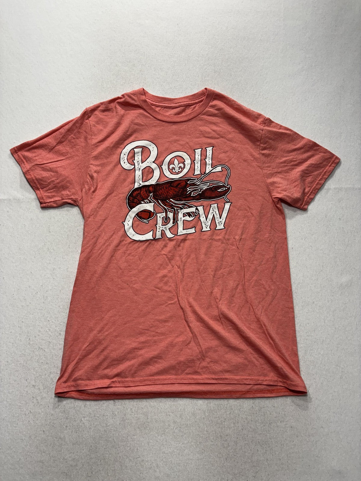 Academy Sports + Outdoors Shirt Mens Large Pink Boil Crew Crawfish Graphic Tee