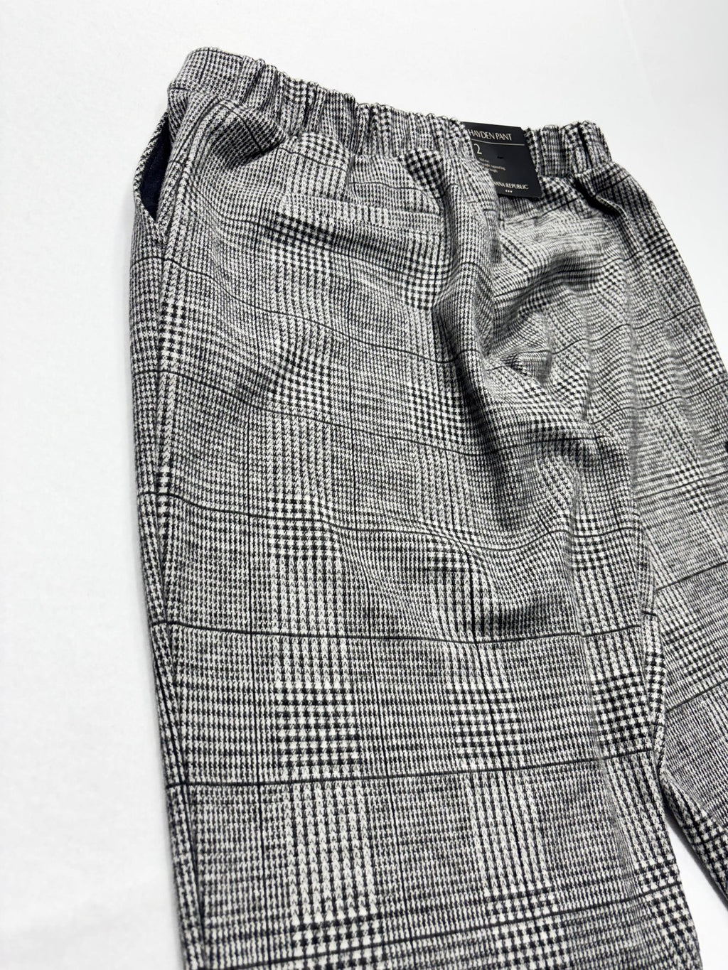 Banana Republic Dress Pants Womens 2 Gray Plaid Hayden Pull On Ponte Ankle Slim