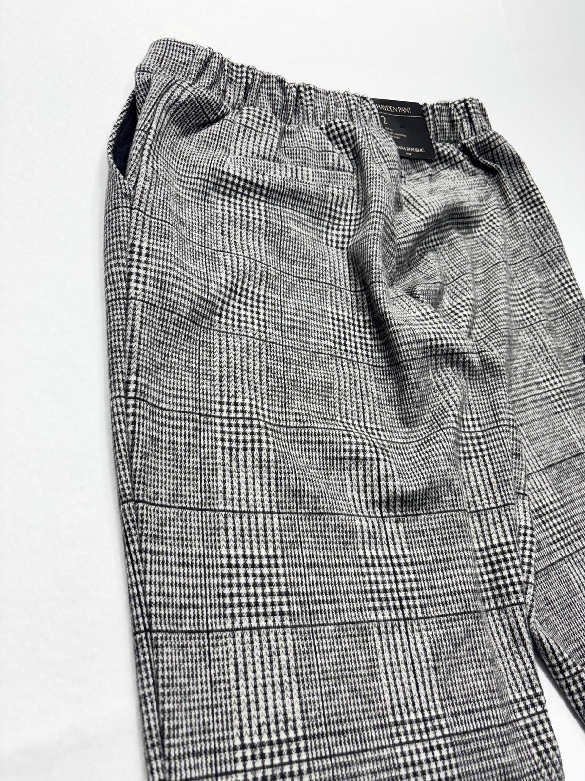Banana Republic Dress Pants Womens 2 Gray Plaid Hayden Pull On Ponte Ankle Slim