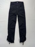 Paige Hoxton Straight Ankle Jeans Womens 24 Black Mid Rise Ruffle Fringe Stretch