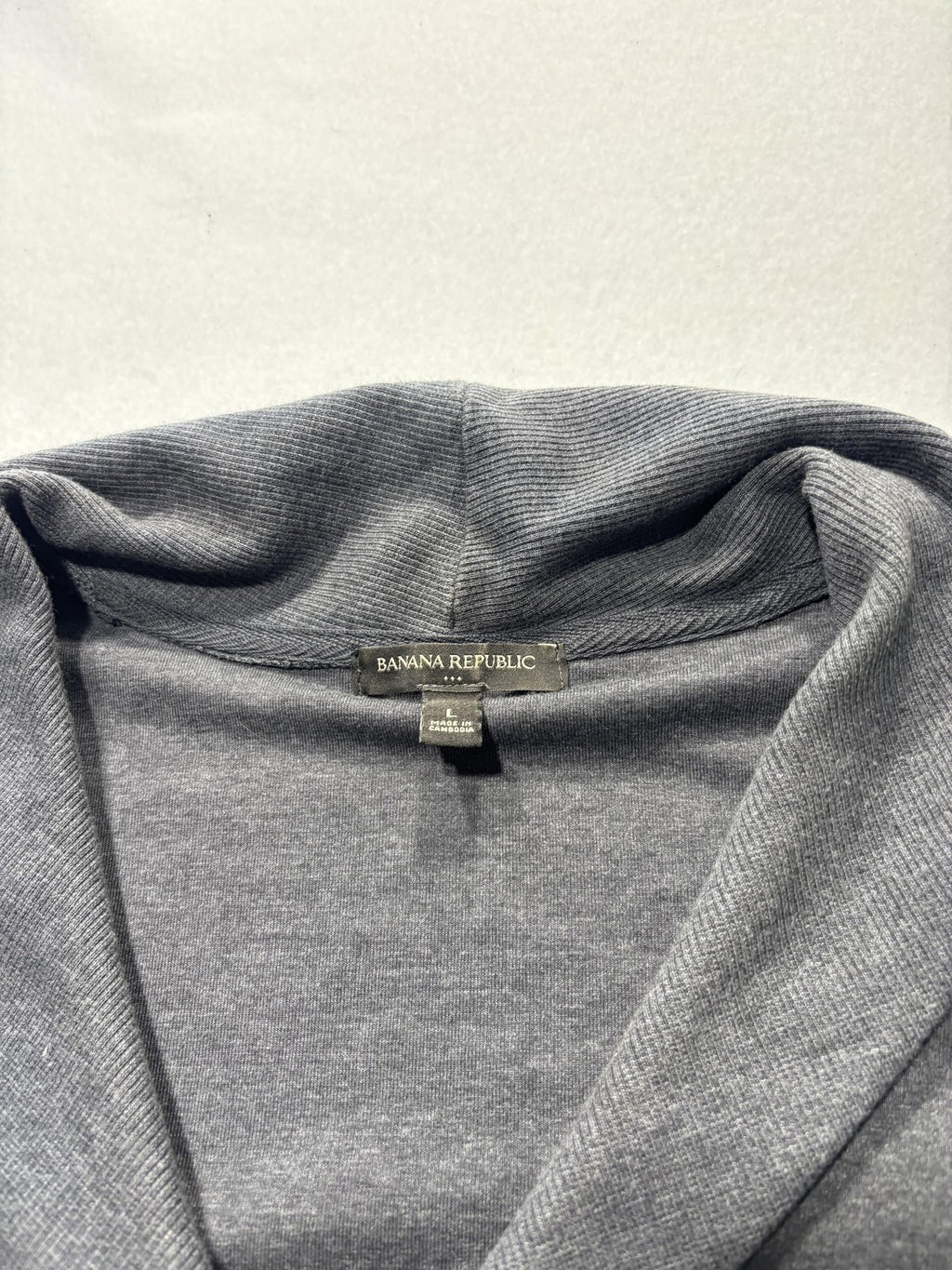 Banana Republic Sweatshirt Mens Large Gray Shawl Collar Henley Pockets Pullover