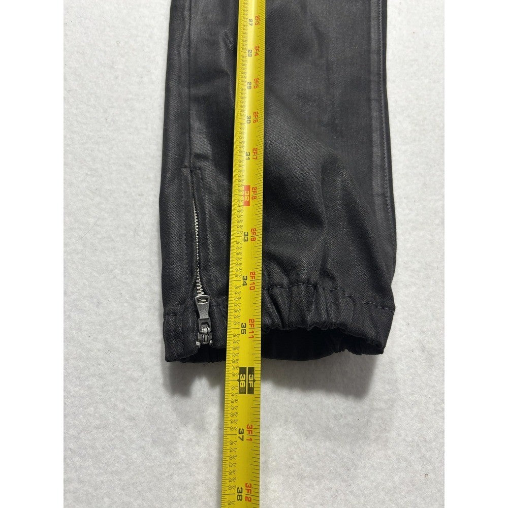 Paige Pants Womens 27 Black Mayslie Coated Denim Jogger Ankle Zip Cuffed Stretch