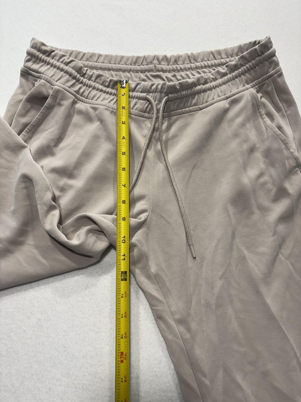Athleta Pants Womens Large Beige Cropped Wide Leg Drawstring Jersey Lounge