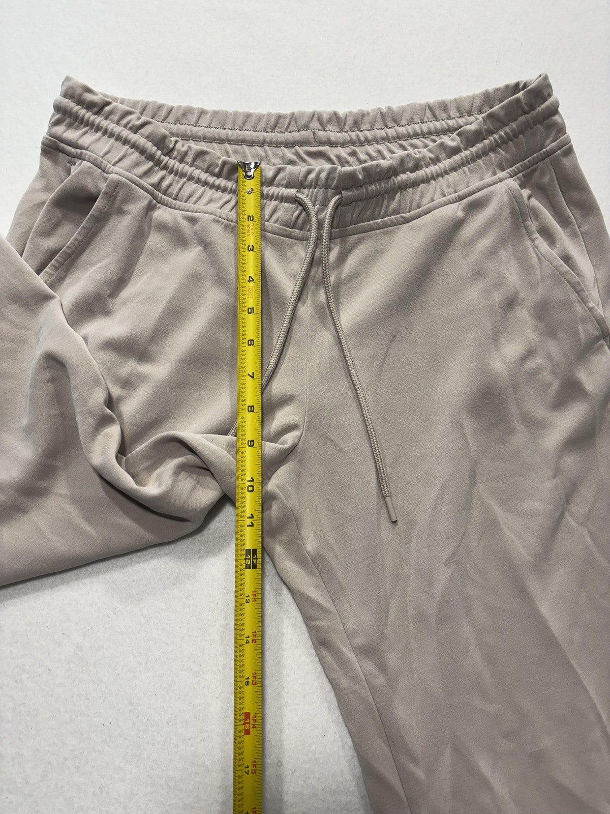 Athleta Pants Womens Large Beige Cropped Wide Leg Drawstring Jersey Lounge