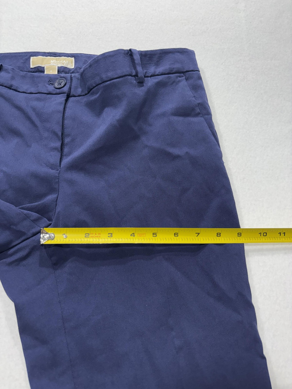 MICHAEL Michael Kors Dress Pants Womens 8 Blue Twill Slim Stretch Flat Front