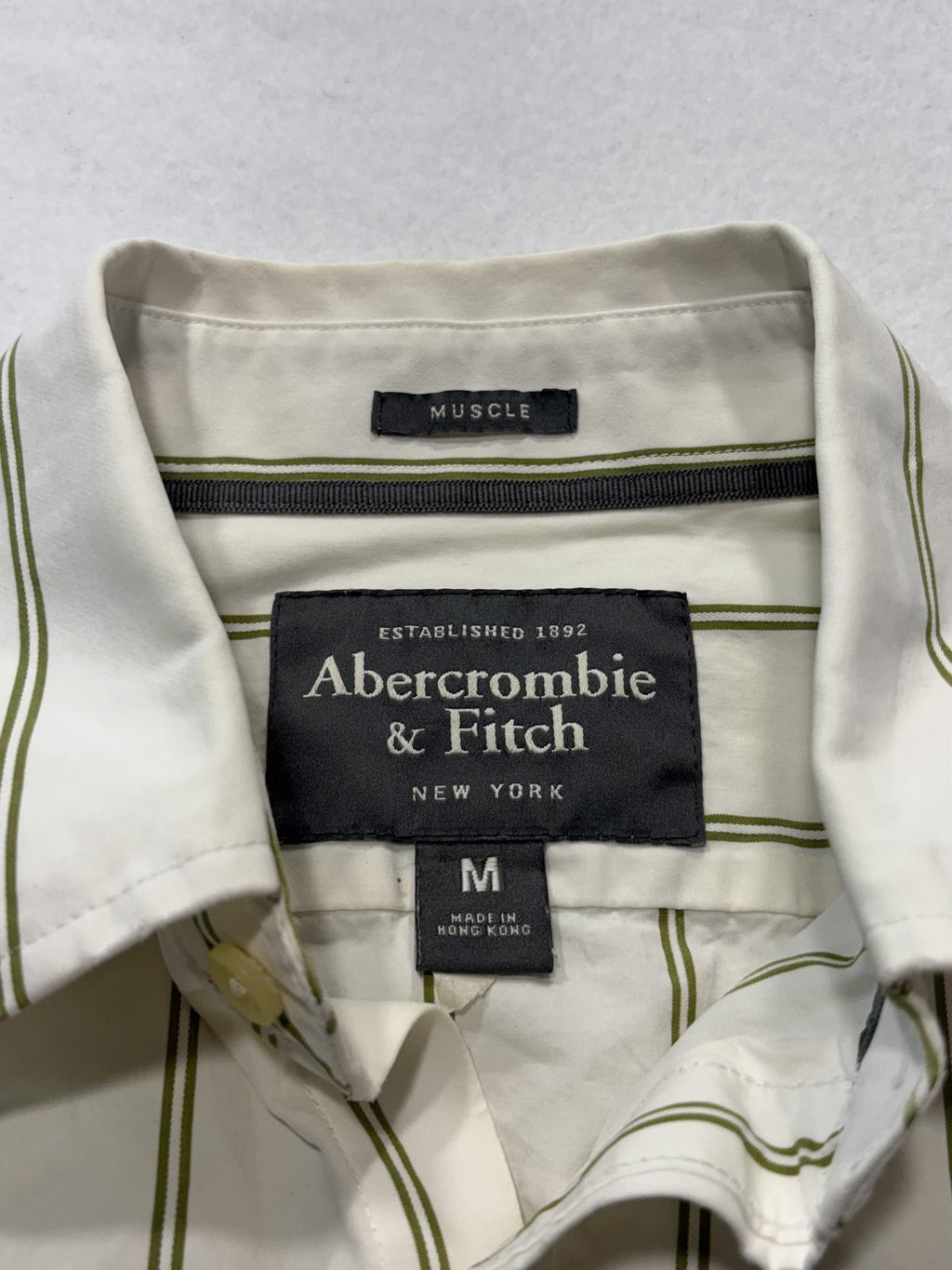 Abercrombie & Fitch Shirt Mens Medium White Striped Long Sleeve Button Up Slim