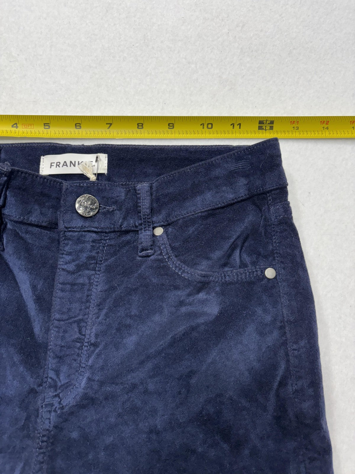 FRANKIE Pants Womens 24 Blue Velvet Skinny Jegging Stretch Zip Pockets Winter