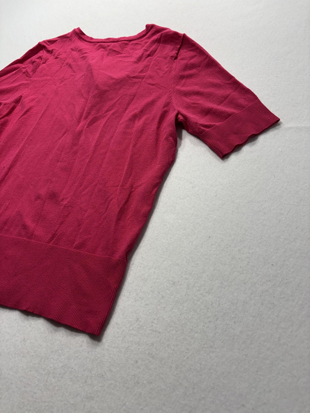 Ann Taylor Cardigan Womens Large Pink V Neck Short Sleeve Button Front Knit