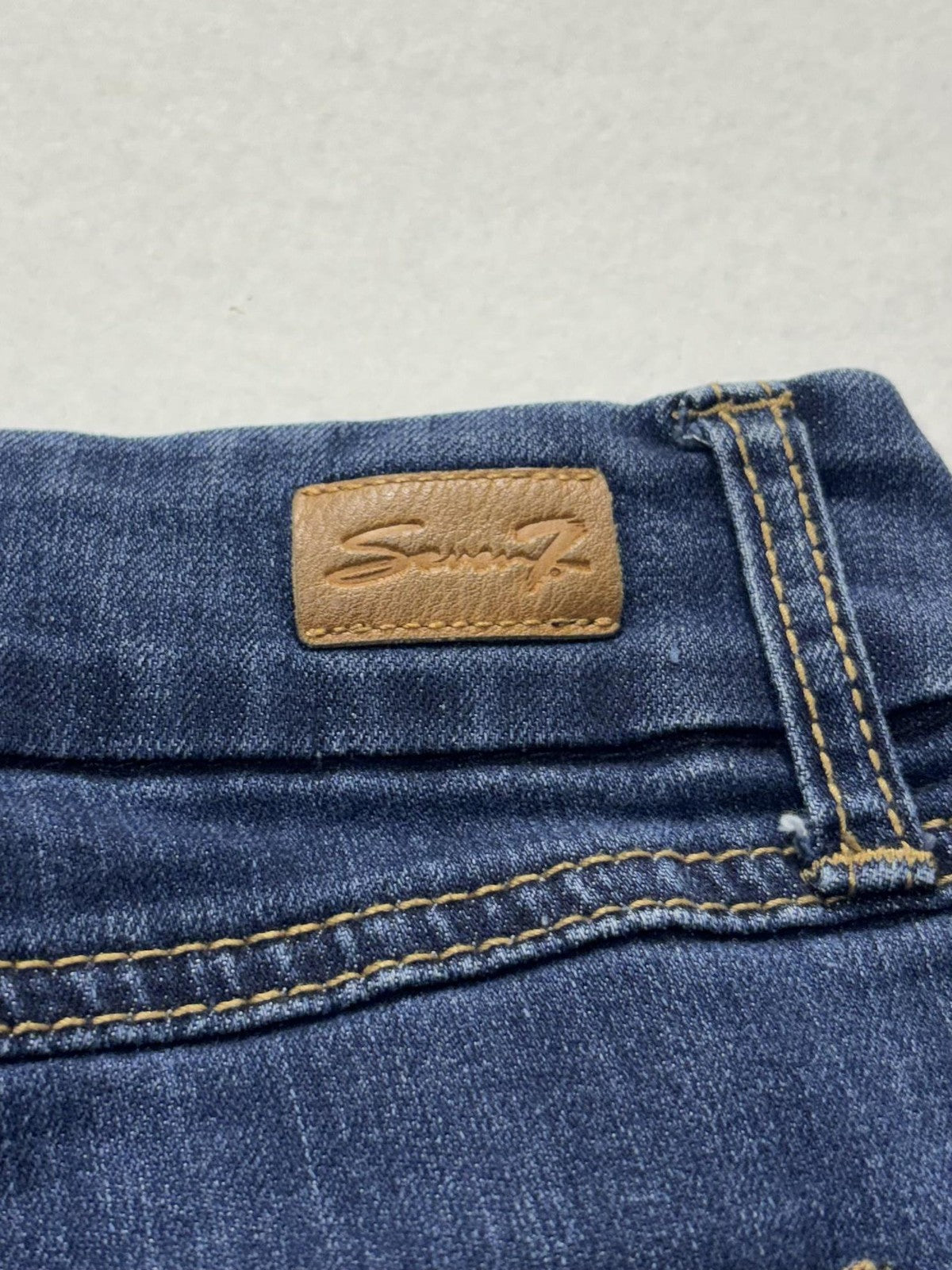Seven7 Jeans Womens 16 Blue Medium Wash Mid Rise Straight Stretch 34x31