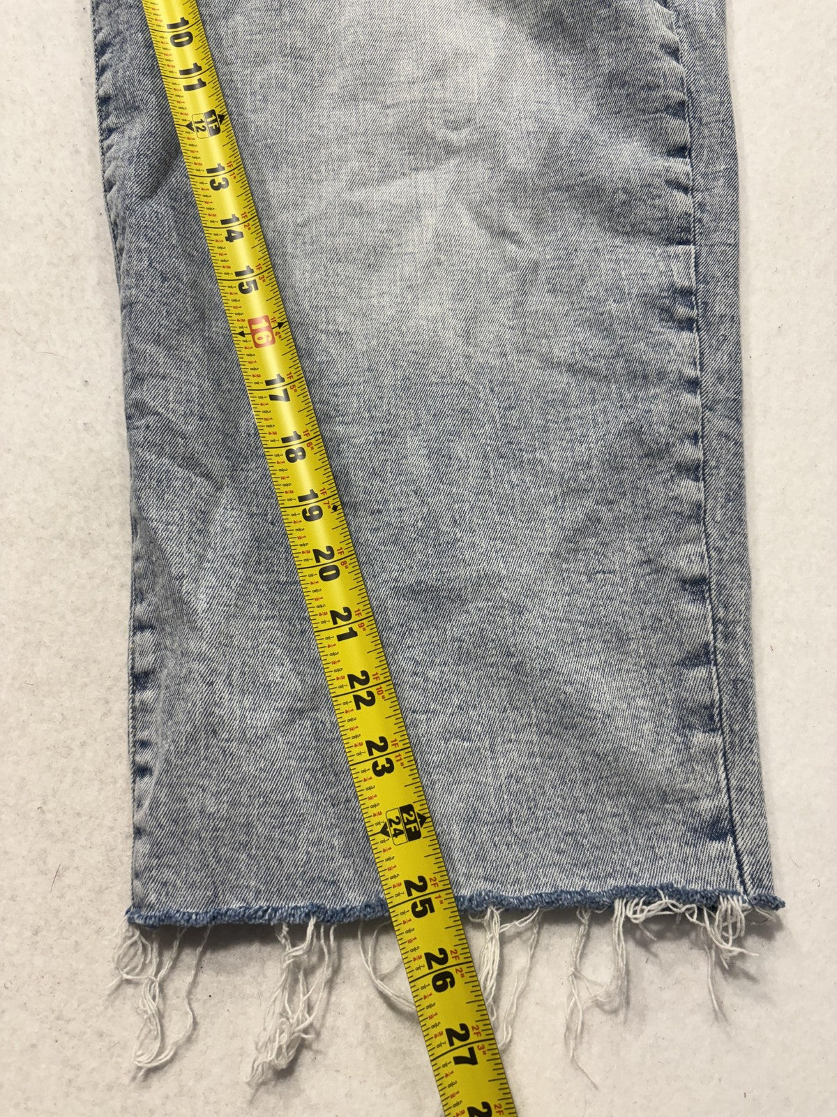 Old Navy Jeans Womens 20 Blue Light Wash High Rise Straight Crop Raw Hem 40x25.5
