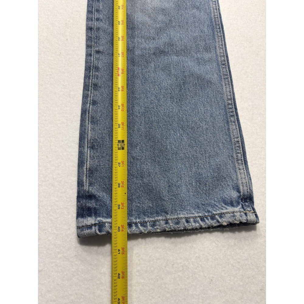 Zara Jeans Womens 2 Blue Medium Wash Straight Leg Mid Rise 24x30.5 Distressed