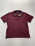 Under Armour HeatGear Polo Shirt Mens Large Red Loose Golf Short Sleeve