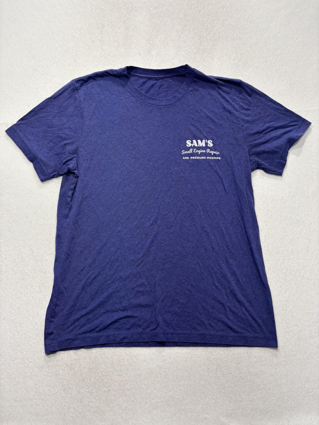 Sam's Small Engine Repair Shirt Mens Large Blue Pressure Washing Graphic Tee