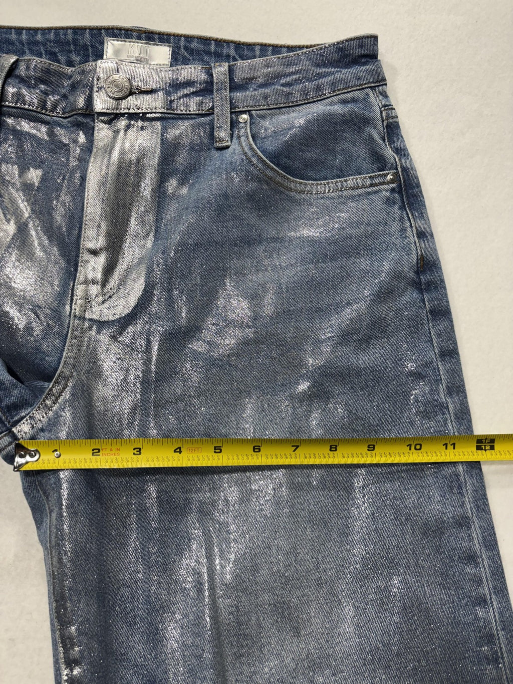 KUT From The Kloth Ashley Slouchy Barrel Jeans Womens 8 Silver High Rise Crop