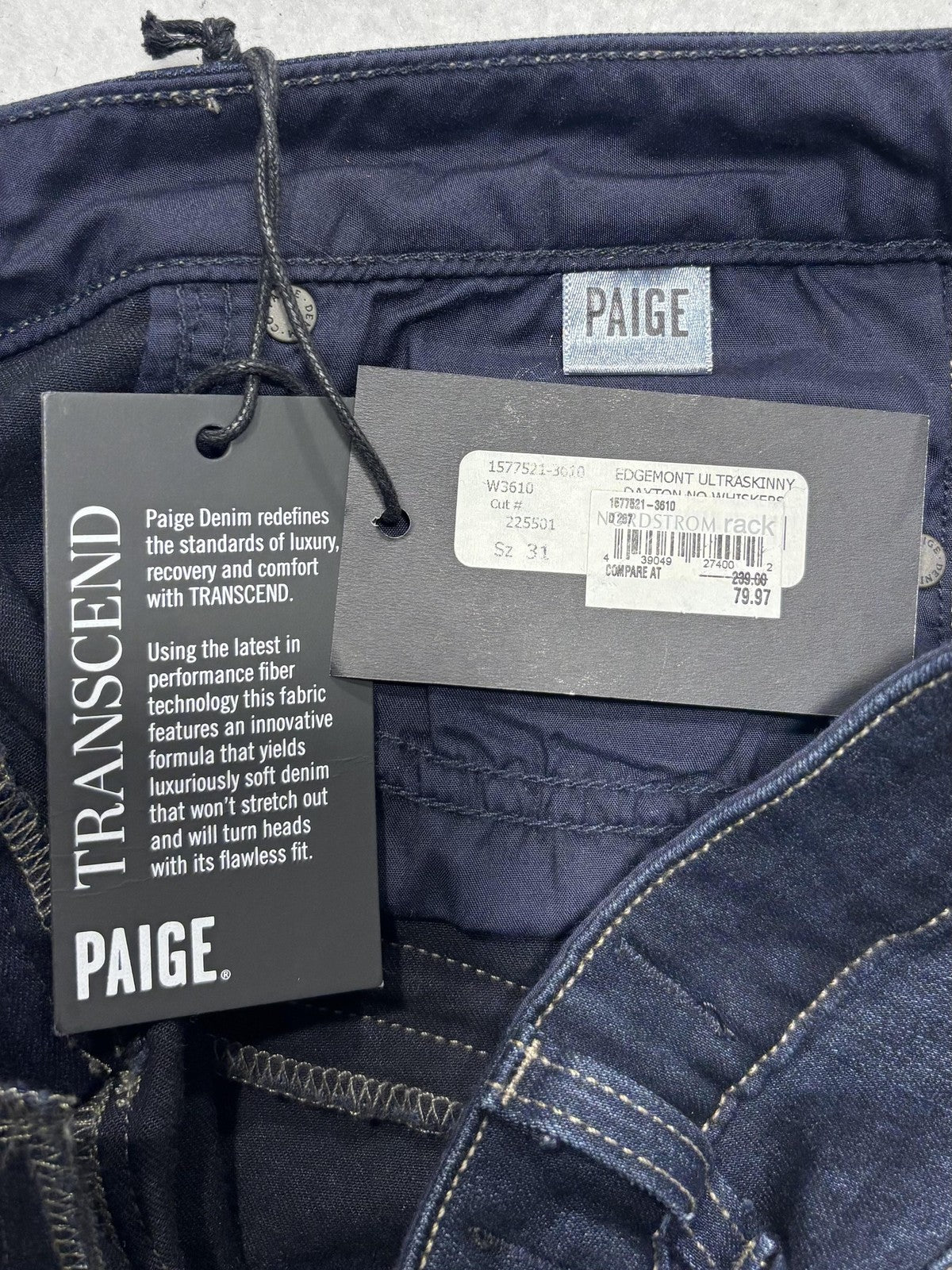 Paige Edgemont Jeans Womens 31 Blue Dark Wash Mid Rise Ultra Skinny 31x29.5 Zips