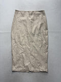CAMI NYC Skirt Womens L White Faux Leather Midi Pencil Zip Back Slit Bone