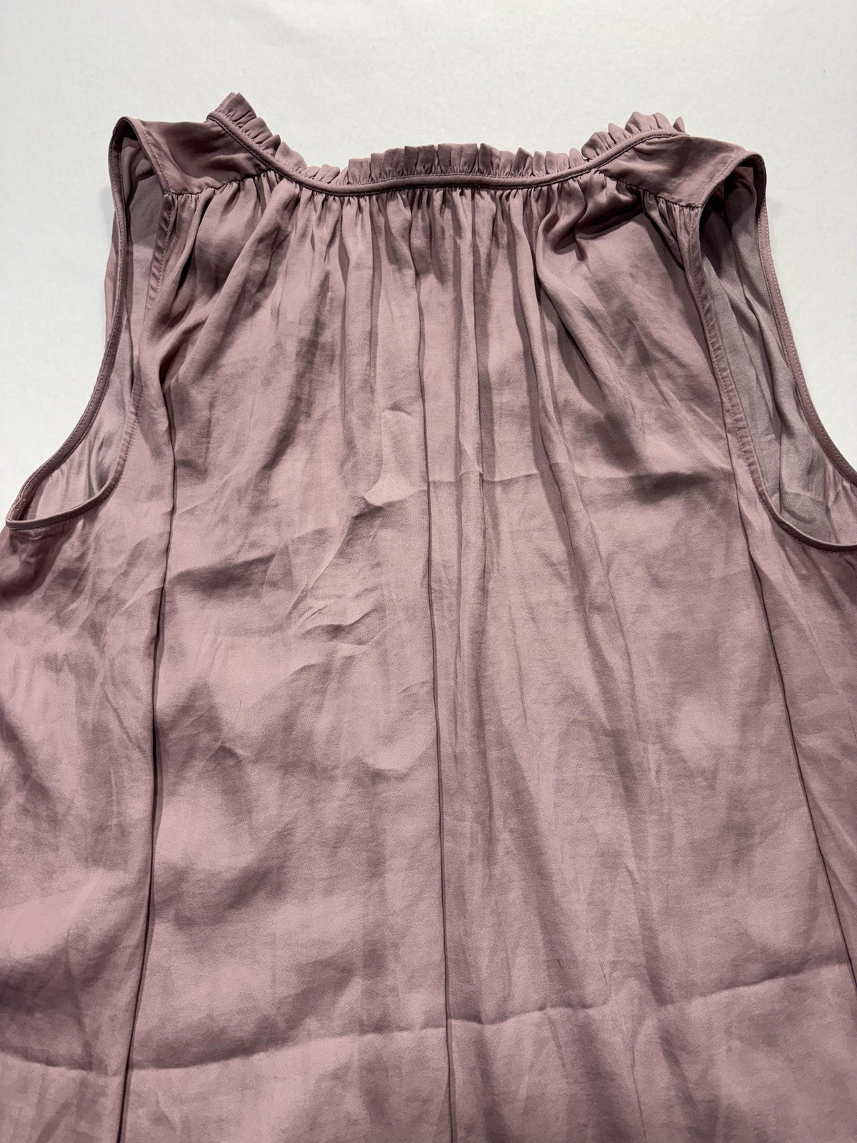 LOFT Dress Womens Large Pink V Neck Ruffle Sleeveless Shift Knee Length