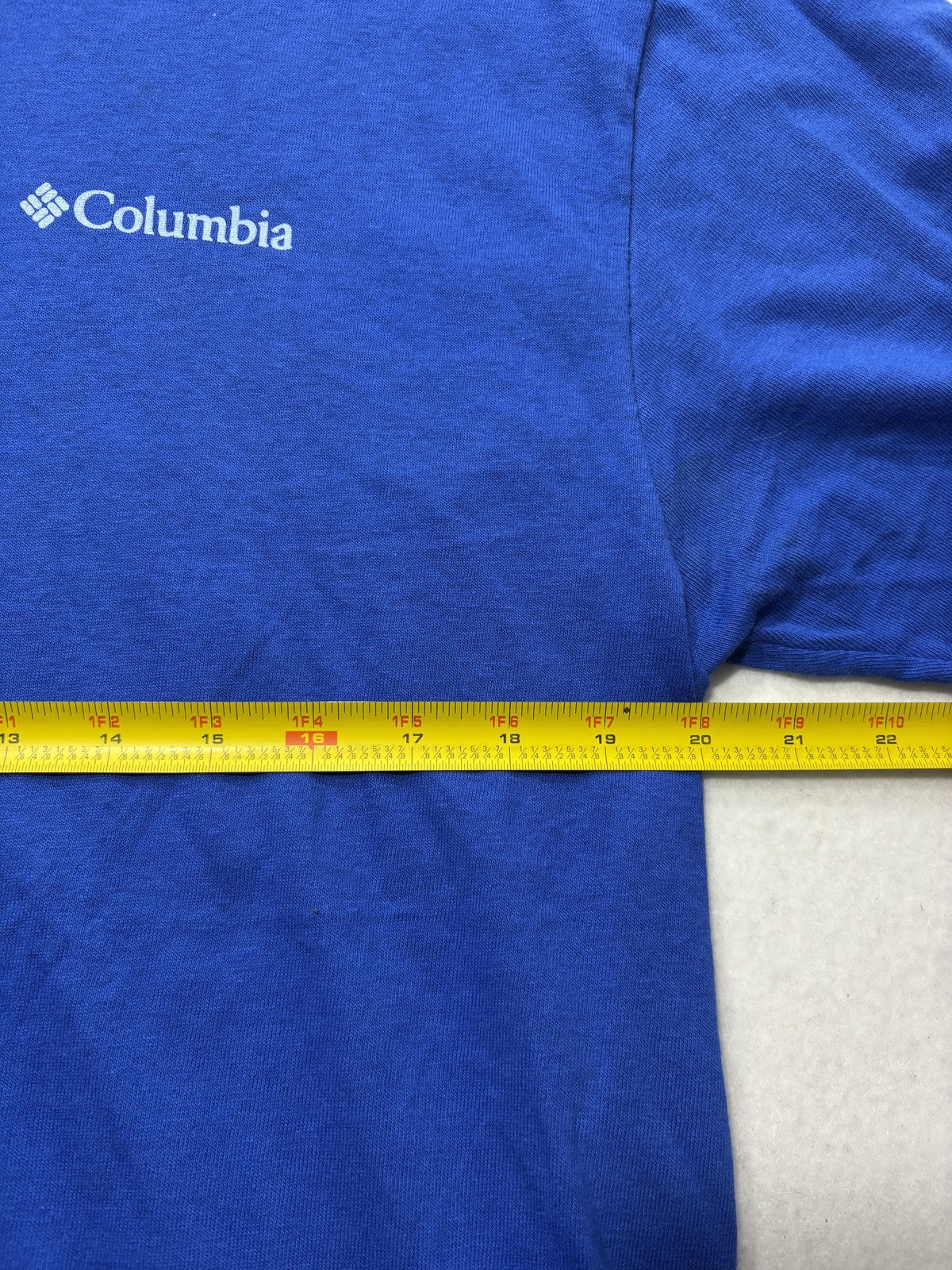 Columbia Shirt Mens Large Blue Adventure Is Waiting Long Sleeve Graphic Tee
