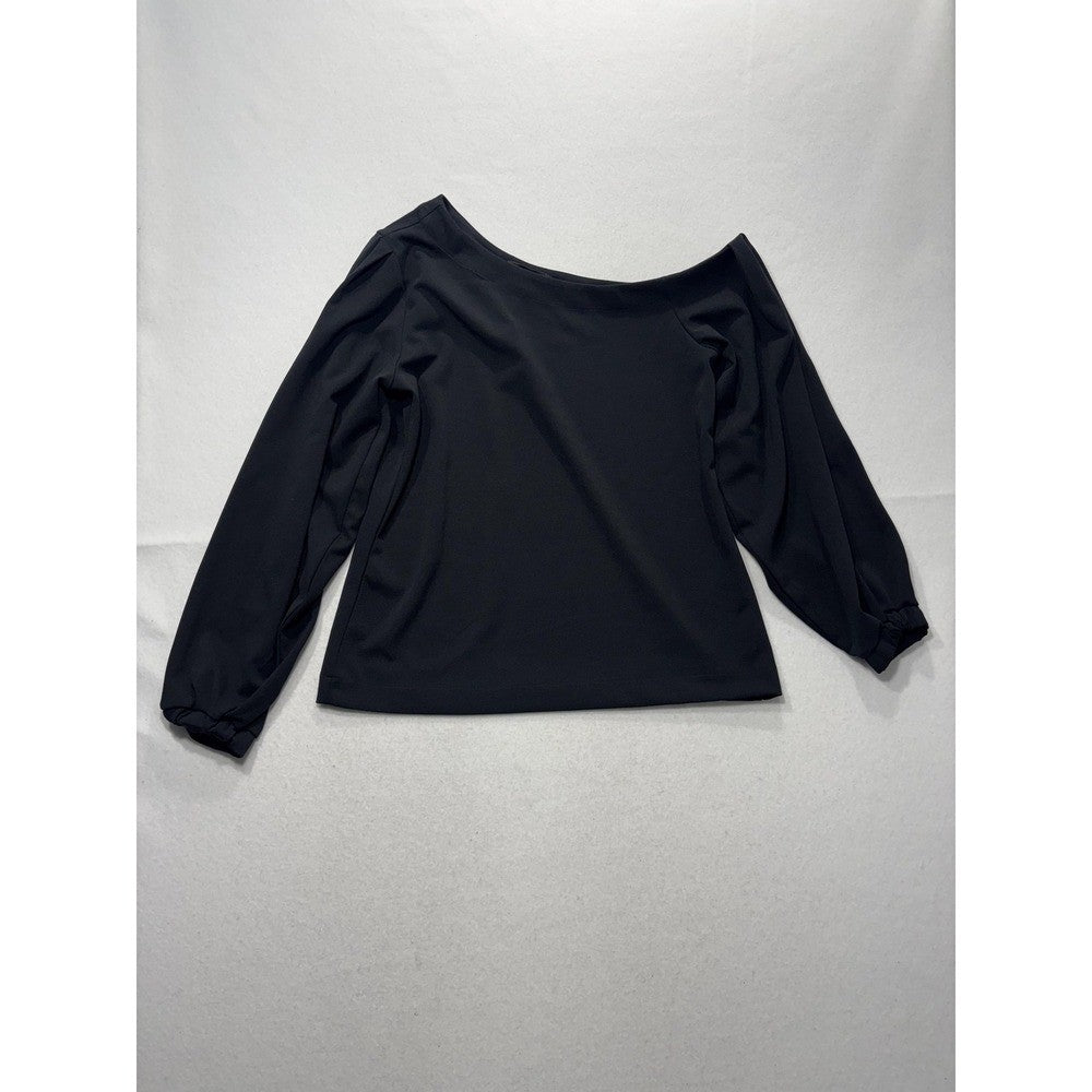 Banana Republic Blouse Womens Medium Black Off Shoulder Balloon Top 885894-03-1