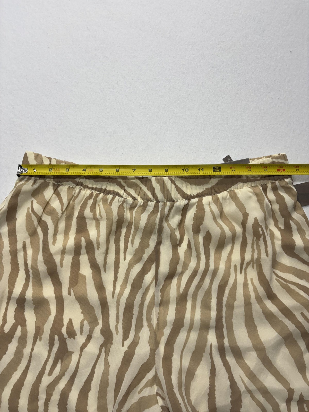 Soft Surroundings Dress Pants Womens Large Beige Neutral Zebra Wide Leg Pull On