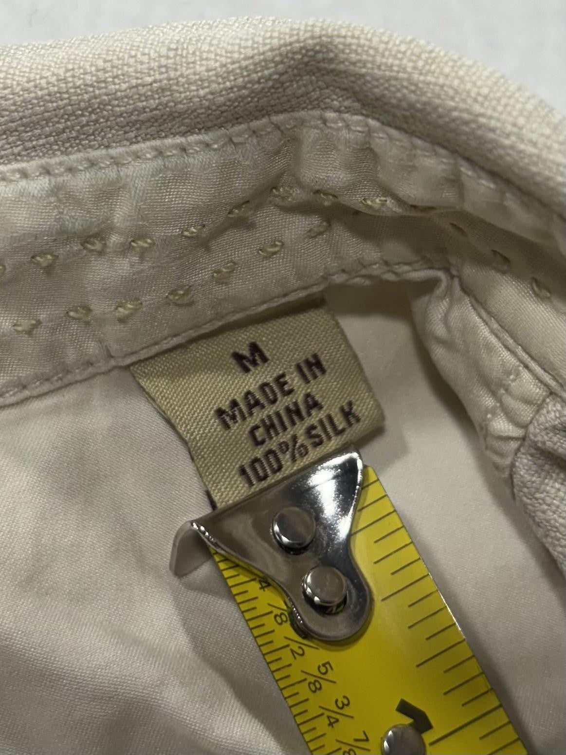 Tommy Bahama Shirt Mens Medium Beige Floral Silk Short Sleeve Button Up Tropical