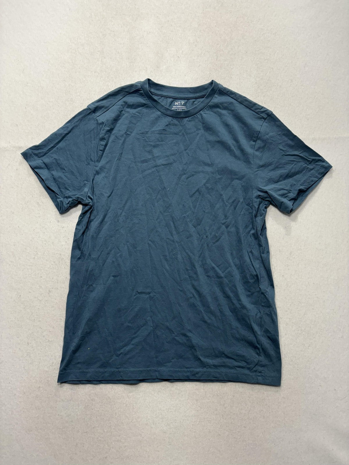 H&M Essentials Shirt Mens Small Blue No 7 Regular Fit Crew Neck Cotton Tee